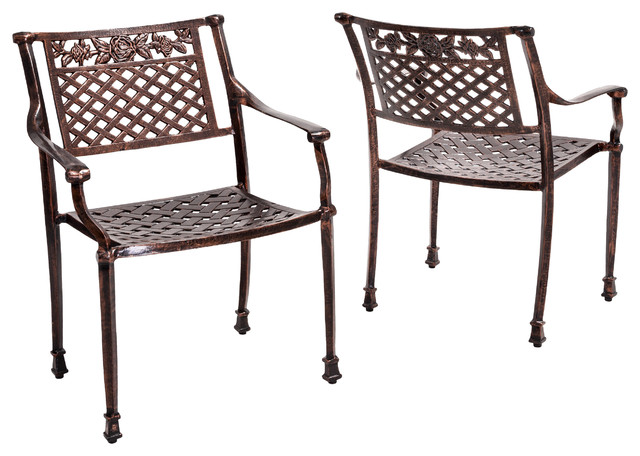 Sierra Outdoor Cast Aluminum Dining Chairs Set Of 2 Sierra Outdoor Cast Aluminum Dining Chairs Set Of 2 Transitional