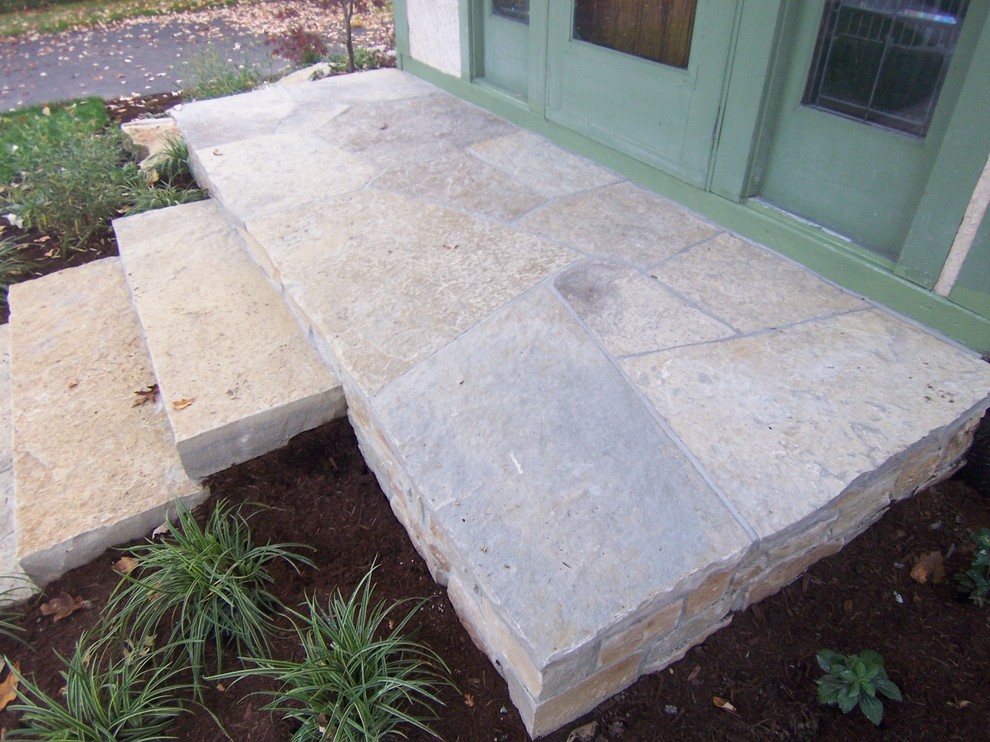 Inspiration for a mid-sized rustic front door remodel in Chicago with a medium wood front door