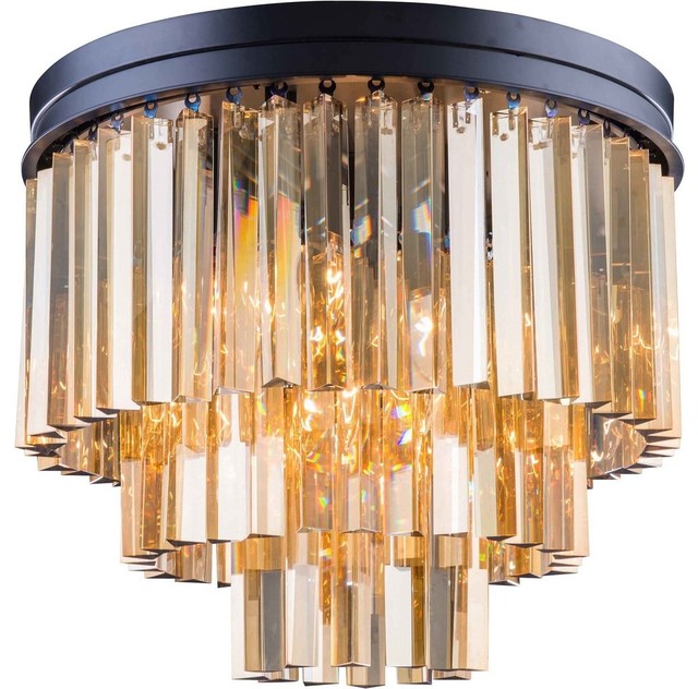 Sydney 20 Flush Mount Mocha Brown Golden Teak Crystal Sydney 20 Flush Mount Mocha Brown Golden Teak Crystal Transitional Ceiling Lighting By Etriggerz