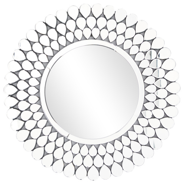 Glam Silver Glass Wall Mirror 562547 Contemporary Wall Mirrors by