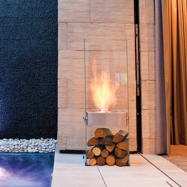 Ecosmart Fire Ghost Fireplace Midcentury Pool Los Angeles