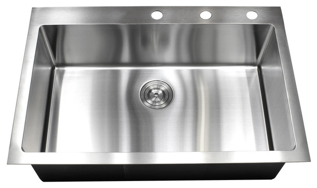 33 Drop In Top Mount Stainless Steel Single Bowl Kitchen Sink