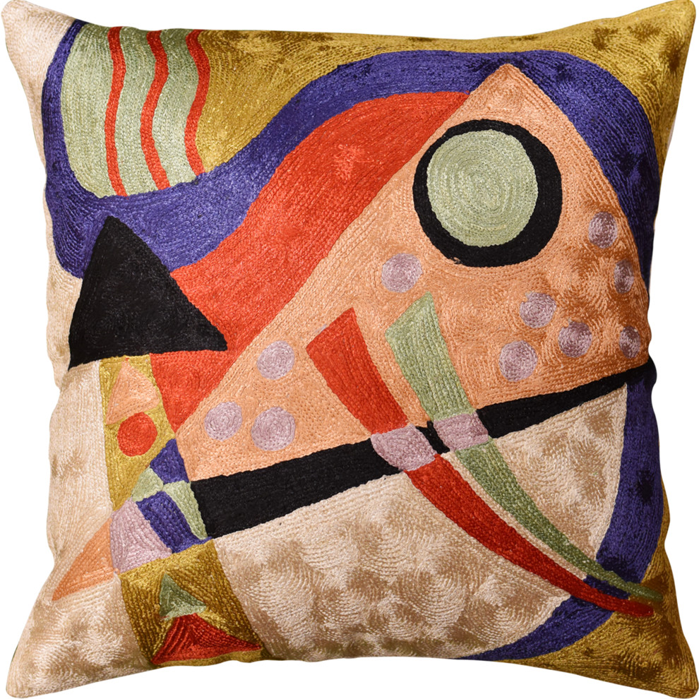 Kandinsky Abstract Composition Ii Toss Pillow Cover Orange Navy