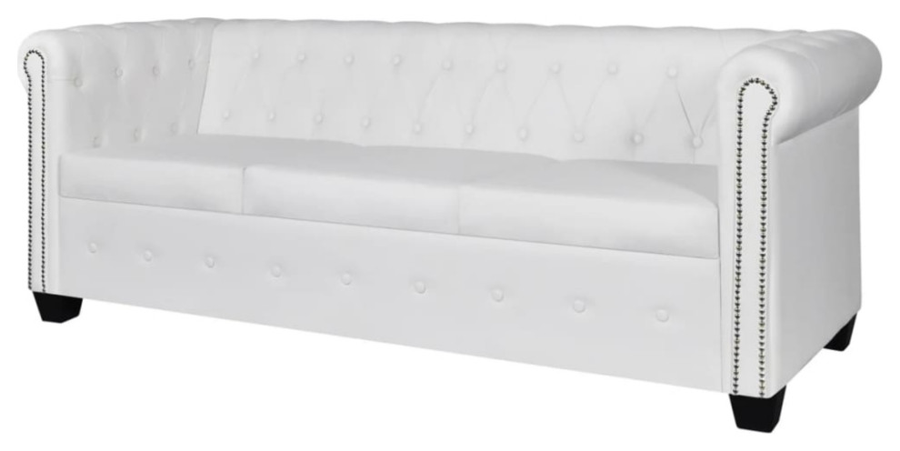 Vidaxl Chesterfield 3-Seater Artificial Leather White