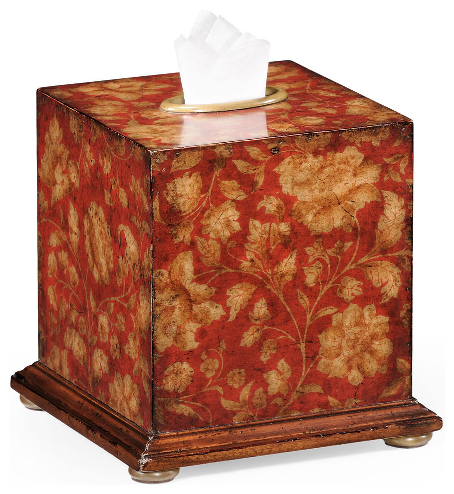 Red Lacquered Chinoiserie Tissue Box Traditional Tissue Box Holders