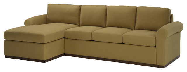 Eclipse Sectional:  Chaise and Adjacent 3-Seater Sleeper Sofa in Covergirl Sand