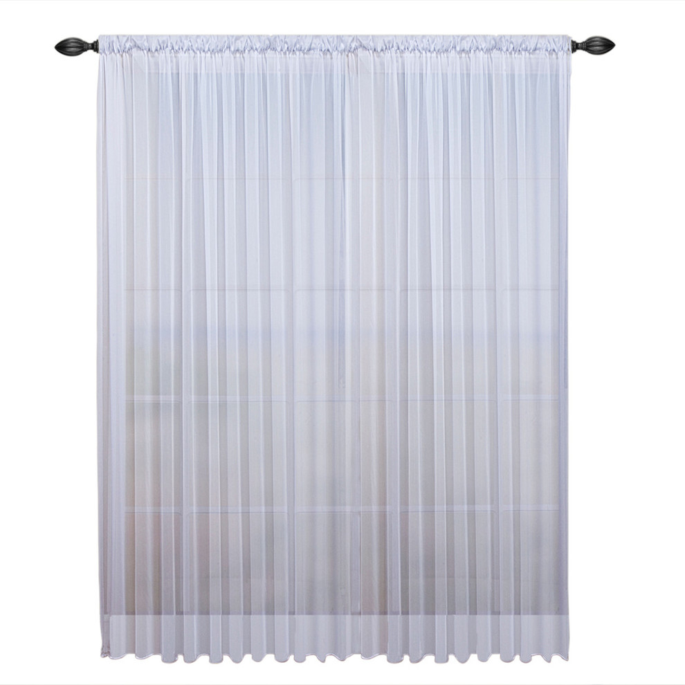 Tergaline Double Wide Sheer Curtain Panel With Weighted Hem