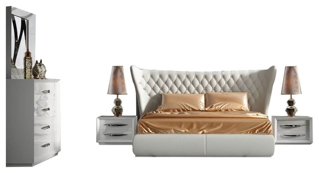 miami modern 5-piece bedroom set, carmen white, king