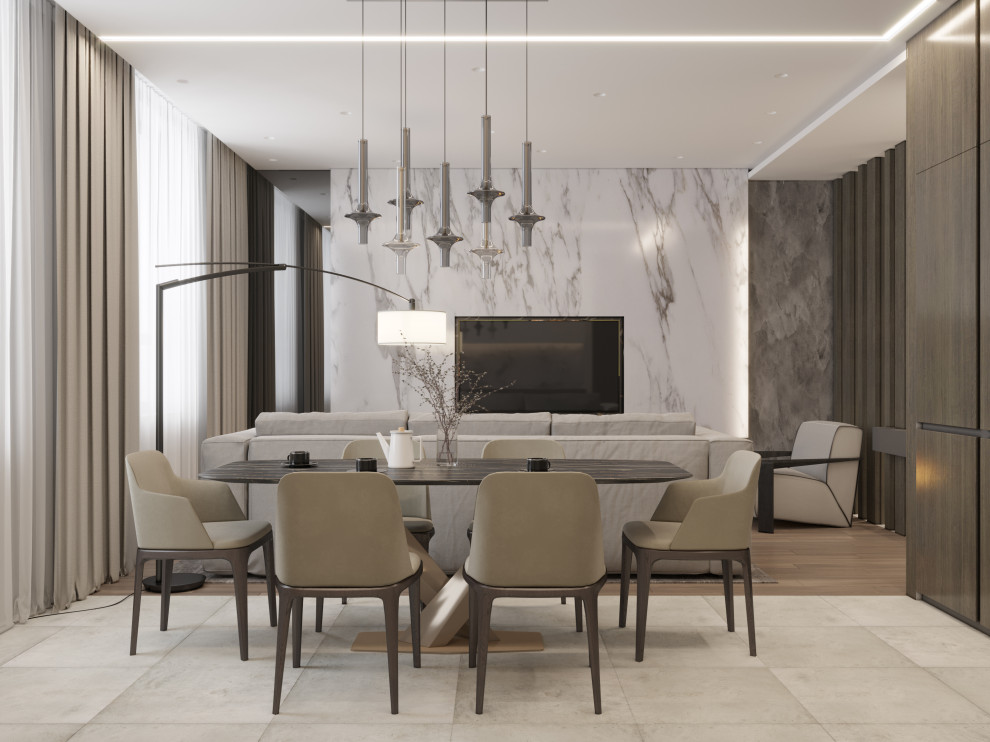 Кухня-гостиная в современном стиле. Визуализация.