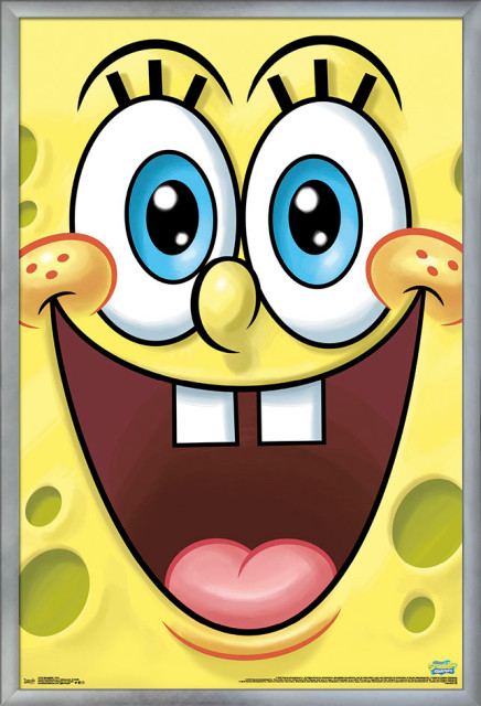 Spongebob Face Poster Silver Framed Version