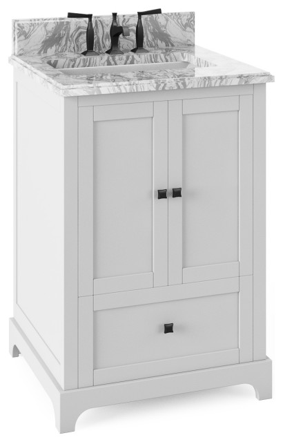 24 White Vanity Matte Black Hardware Engineered Marble Top Bowl Transitional Bathroom Vanities And Sink Consoles By Kolibri Decor Houzz - 24 White Bathroom Vanity With Black Top