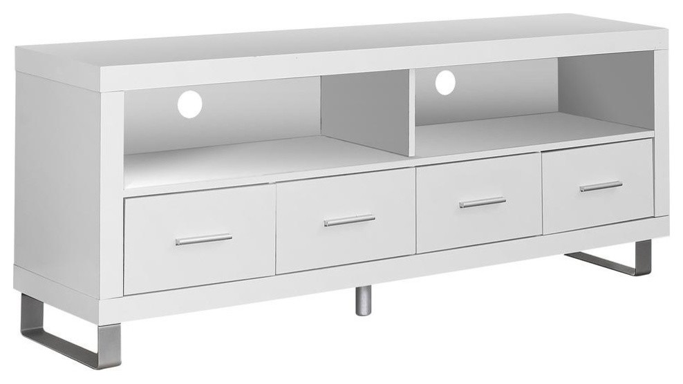 Tv Stand 60 White With 4 Drawers Contemporary Entertainment