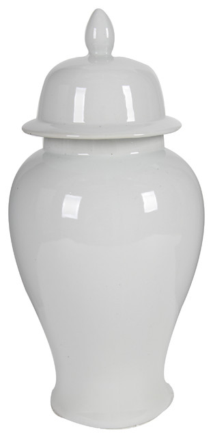 A&B Home 20" Porcelain White Lidded Ginger Jar