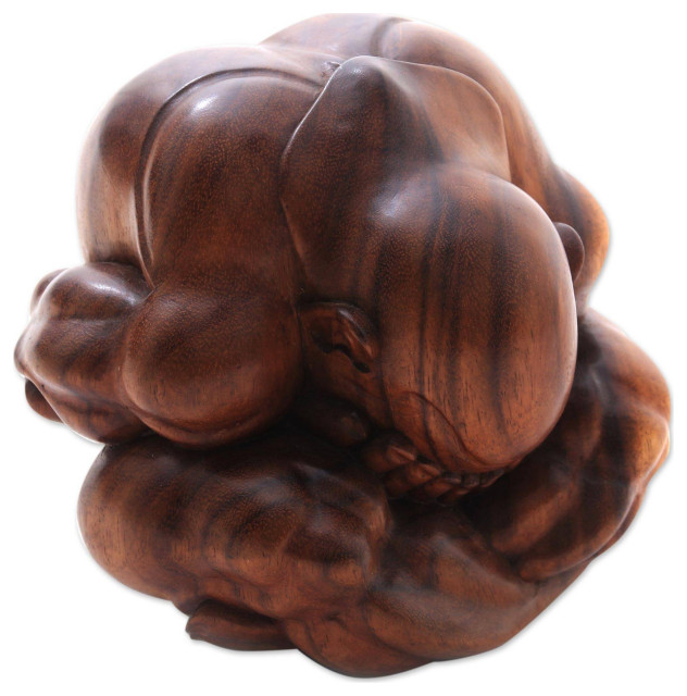 NOVICA Meditating Yogi And Wood Sculpture  (7.5 In.)