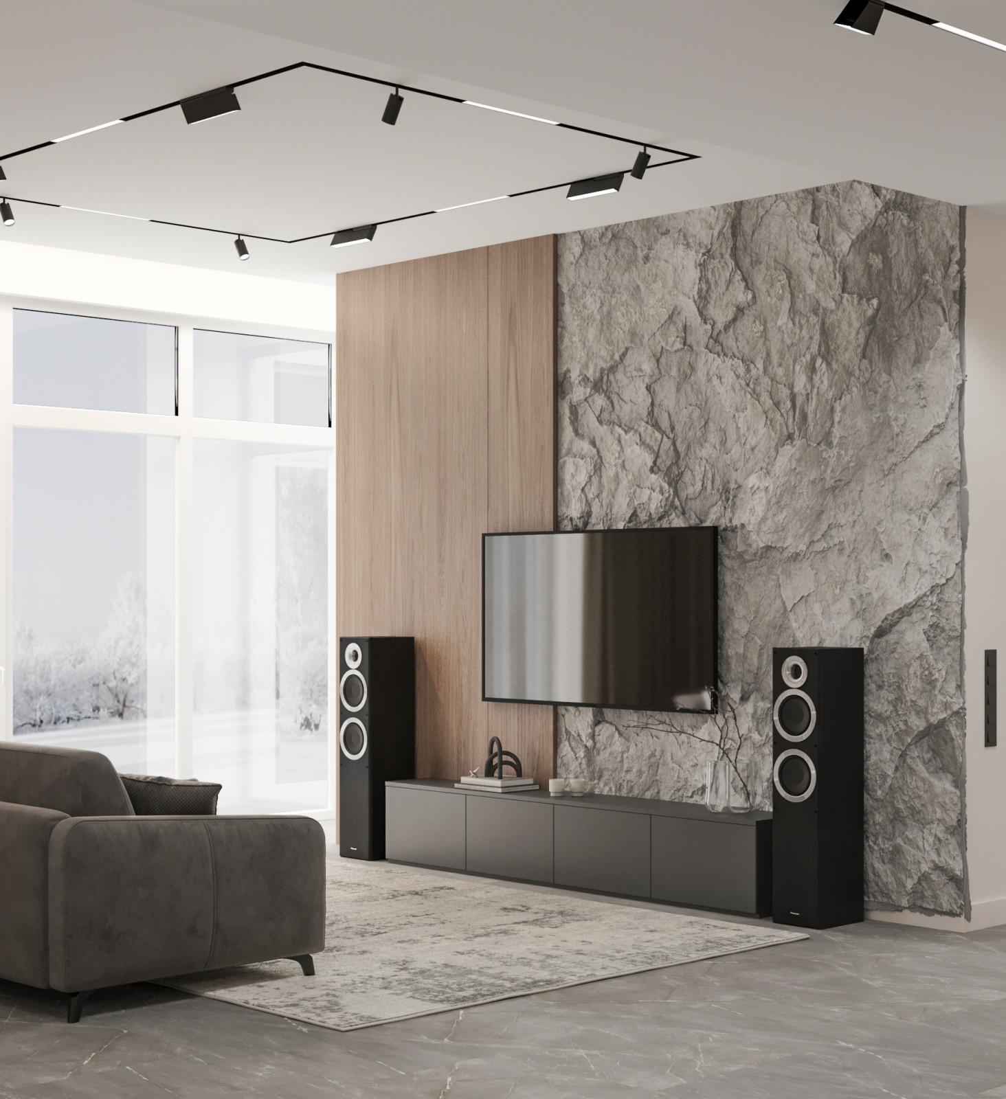 Стильный интерьер коттеджа с женской и мужской спальнями