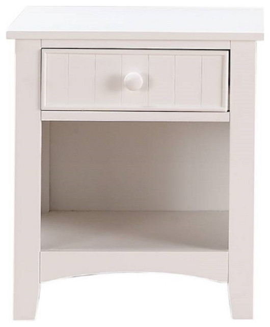 Wooden Nightstand With One Drawer, White - Transitional - Nightstands ...
