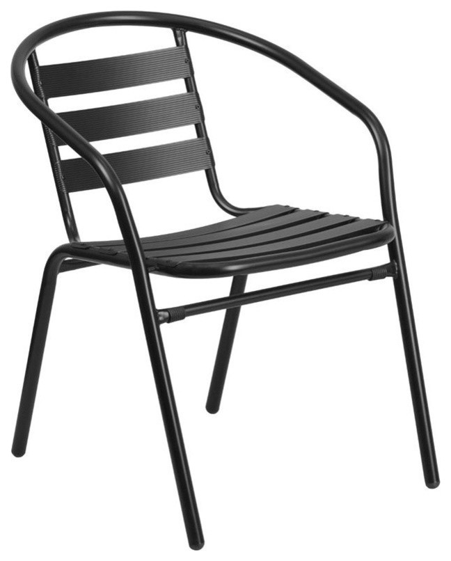 Bowery Hill Metal Stacking Patio Chair in Black