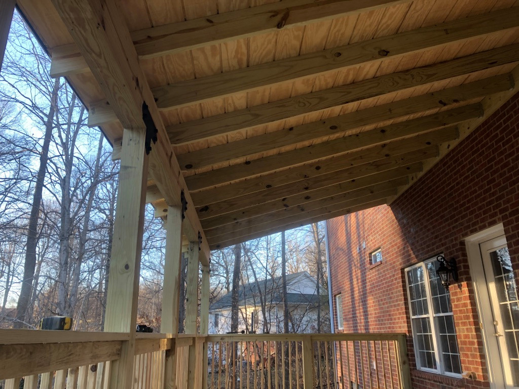 L-shape covered porch