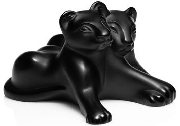 Lalique Black Tambwee Lion Cubs