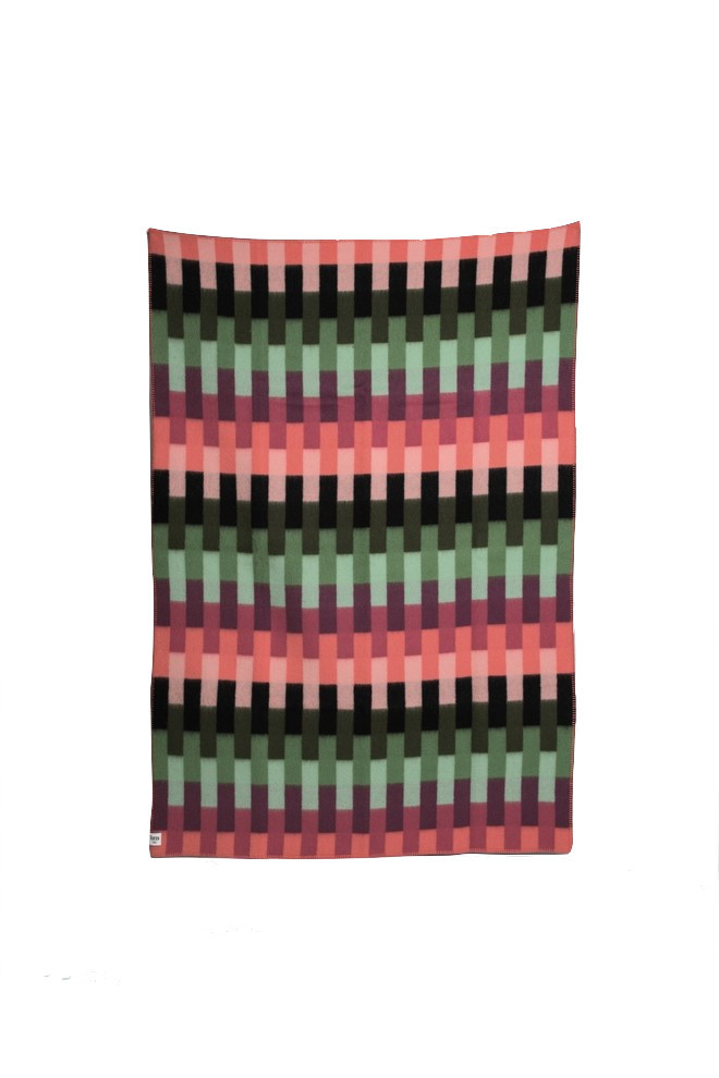 Asmund Bold Wool Blanket, Pink/Green, Pink-Green