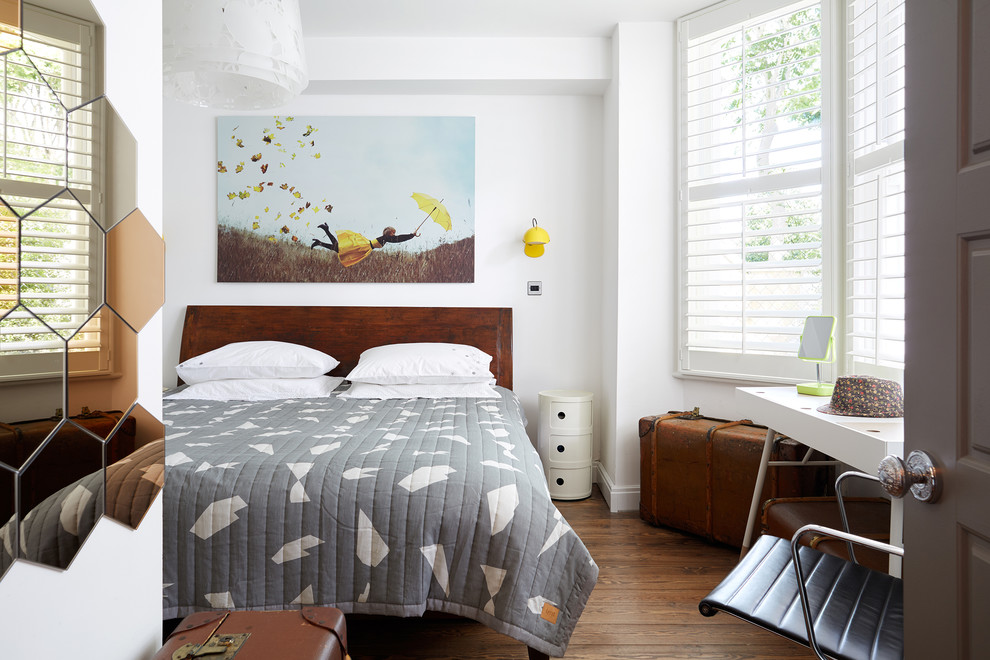 Design ideas for a medium sized contemporary bedroom in London.