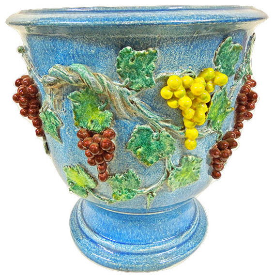 Tuscan ND Dolfi Extra Large Footed Cachepot Planter With Grapes