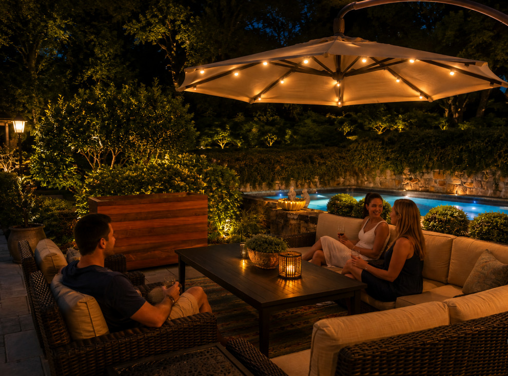 Patio - mid-sized transitional patio idea in Providence