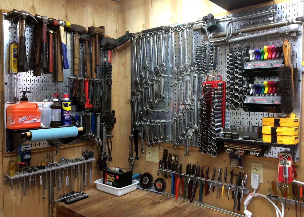Wall Control Pegboard in a Rustic Rustic Garage Atlanta