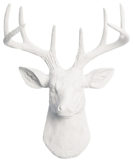 Mini Faux Deer Head Wall Mount Rustic Sculptures By White Mini Faux Deer Head Wall Mount White Antlers