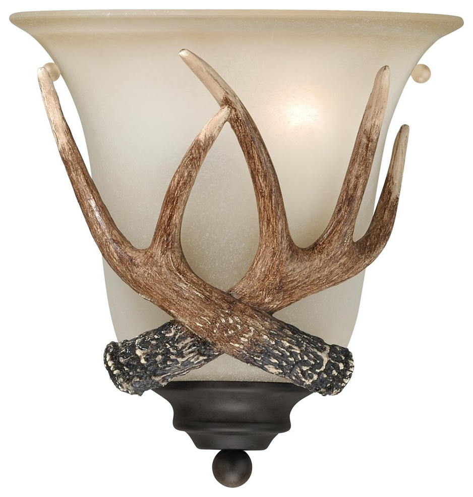 Vaxcel Yoho 9in Antler Wall Light Black Walnut W0148 Rustic Wall