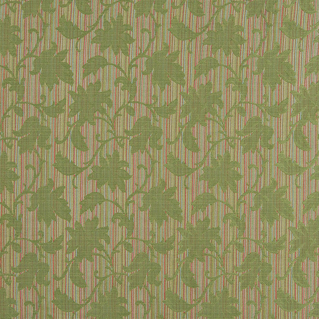Lime Green Orange And Gold Floral Stripe Upholstery Jacquard Fabric By The Yard