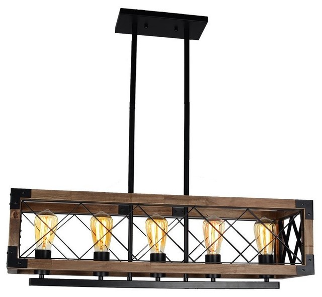 Rustic Kitchen Island Light 5 Square Wood And Metal Pendant Rustic Kitchen Island Light 5 Square Wood And Metal Pendant Farmhouse Lighting By Go