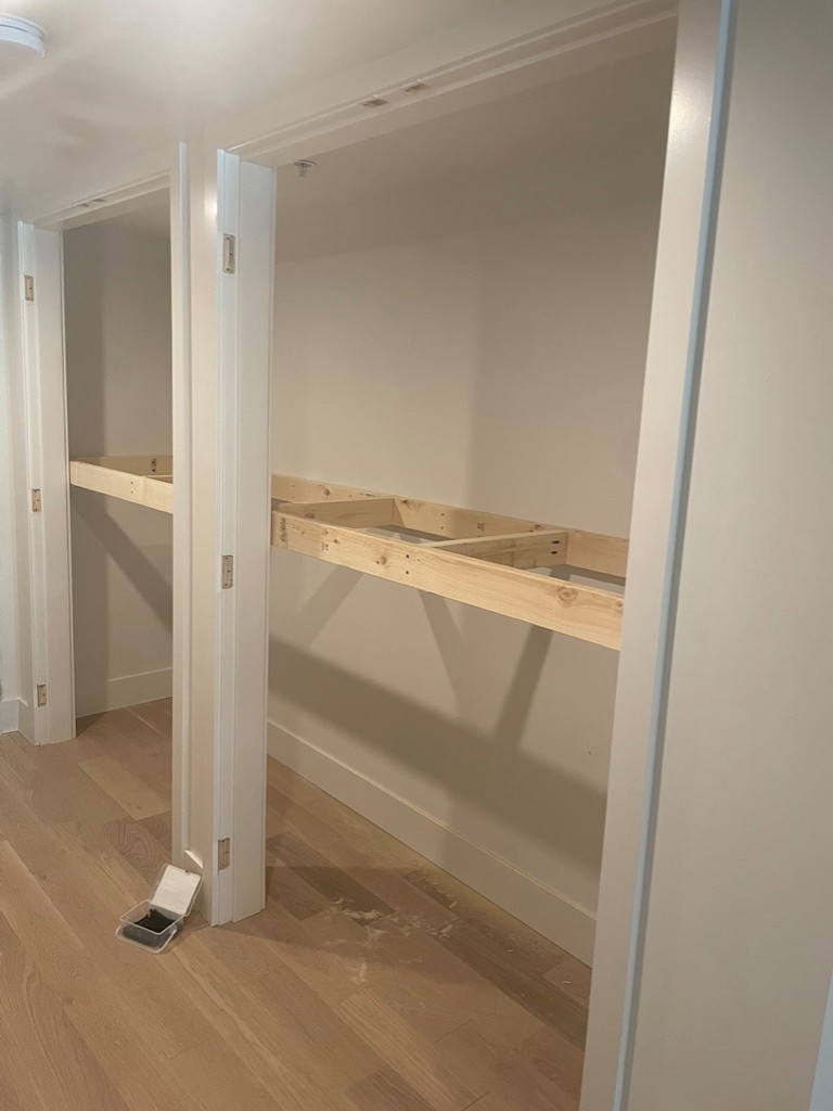 Custom shelving and hidden door