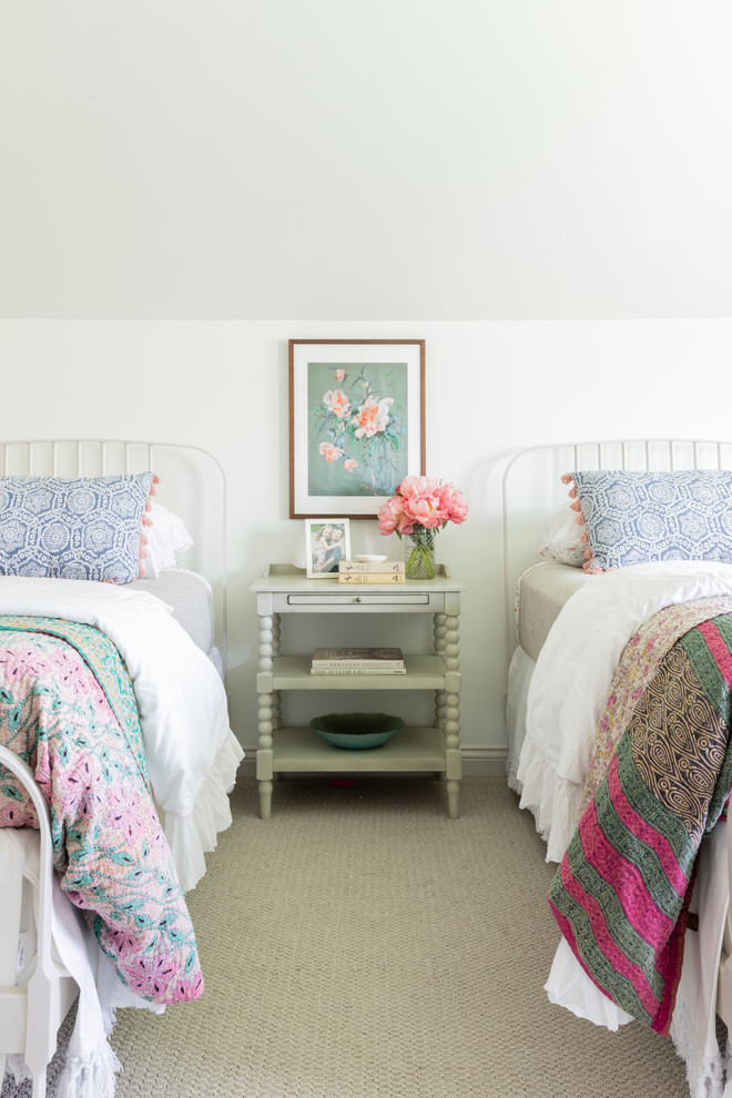 Derby House Kids Wing - Double twin beds in a girls room with handmade vintage quilts. Photo by Emily Kennedy Photography