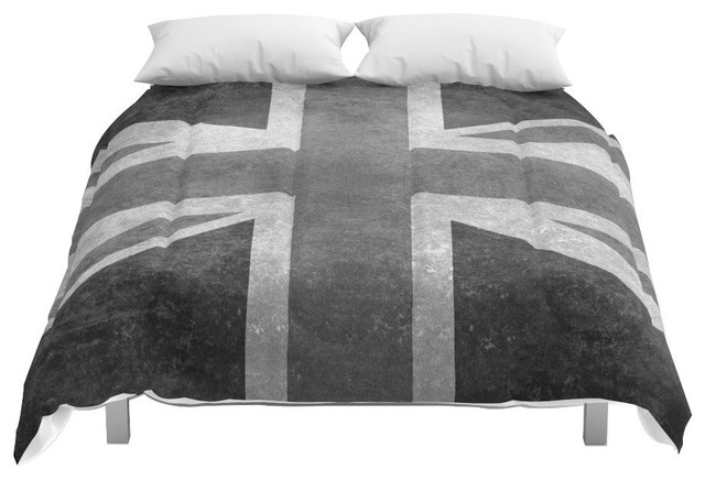 Society6 Union Jack Vintage 3 5 Version In Grayscale Comforter