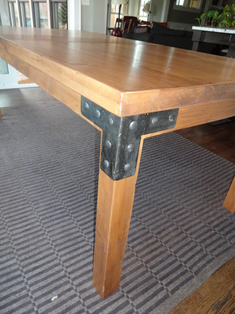 Rustic alder & steel dining table