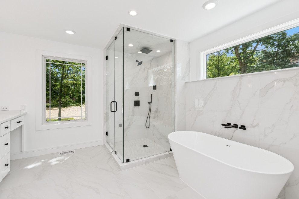 Spa-Inspired Master Bath Retreat with Freestanding Tub & Picture Window