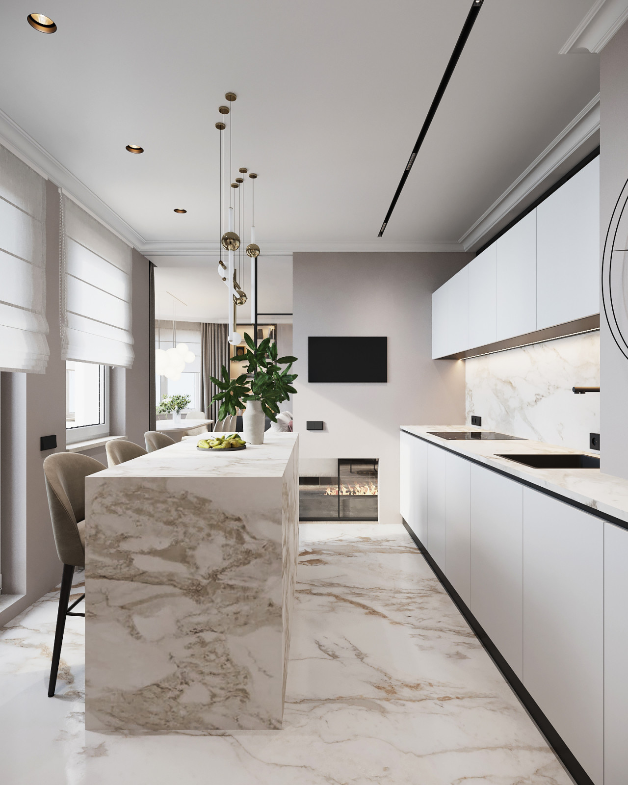 Современная квартира в теплых тонах