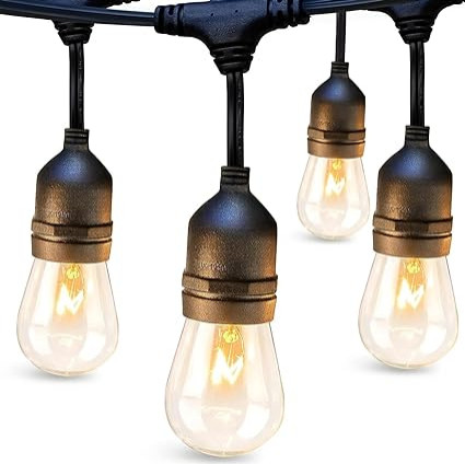 48 FT Outdoor String Lights Commercial Grade Weatherproof Strand