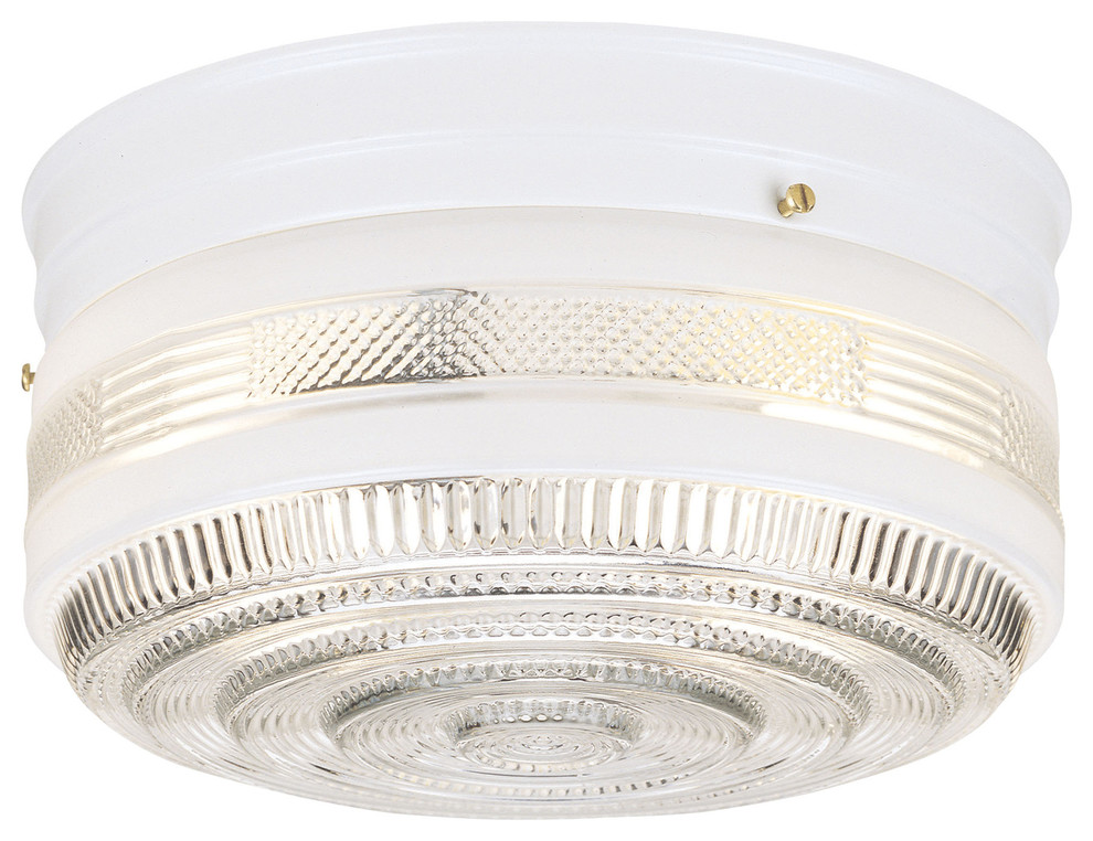 Westinghouse 66203 Two Light Interior Flush Mount Ceiling Fixture White Traditional Flush