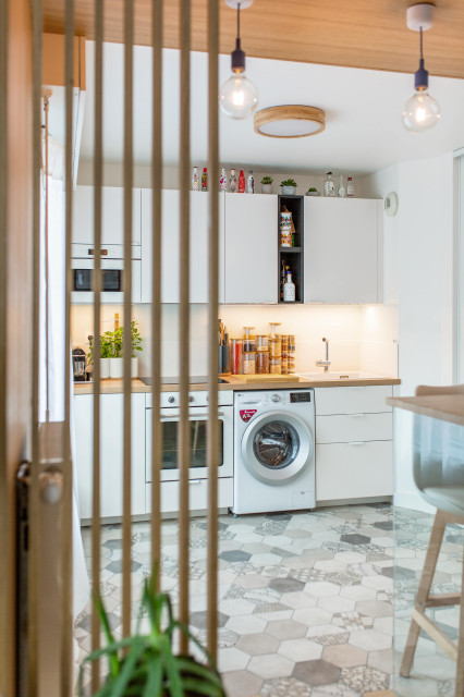 R&eacute;novation d'un studio de 35m&sup2; skandinavisk-koekken