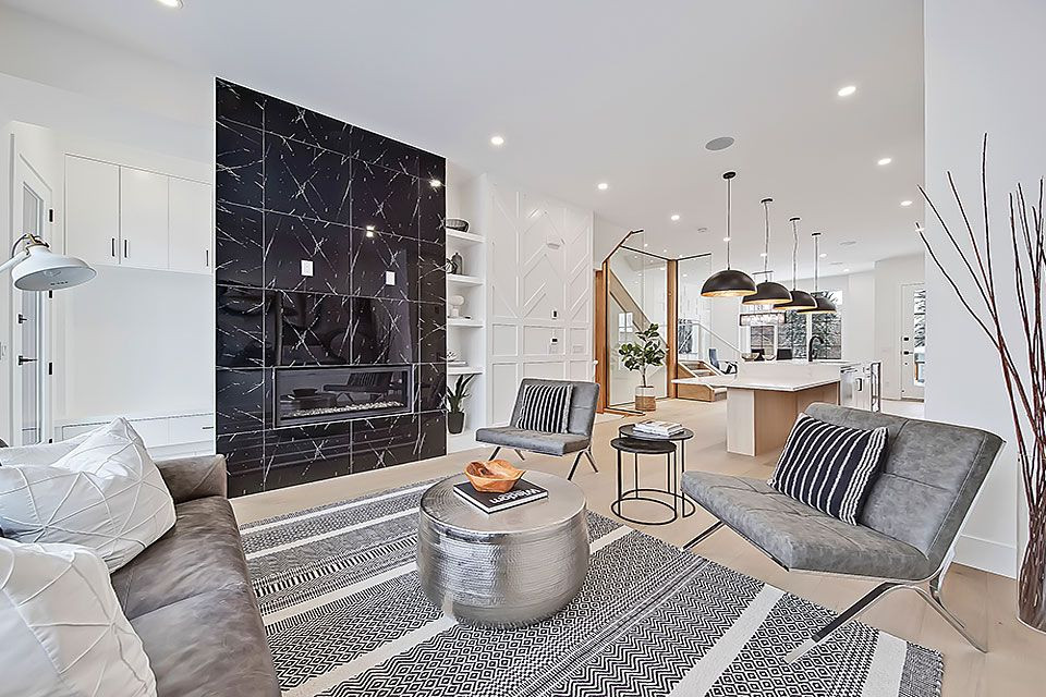 Transitional home design photo in Calgary