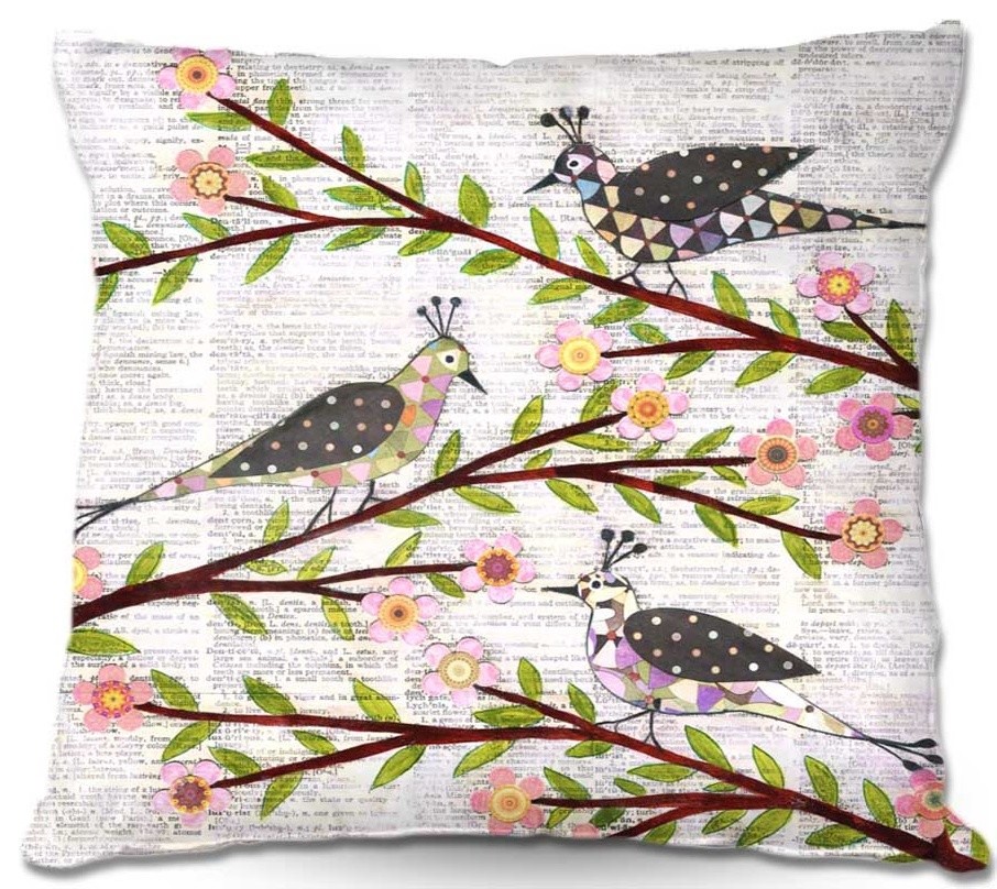 Pillow Woven Poplin from DiaNoche Designs by Sascalias Whimsical Birds