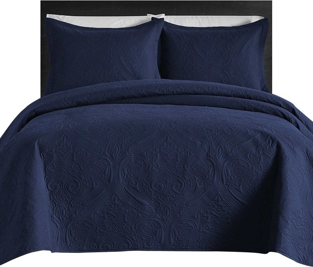 Damask Lightweight And Oversized Quilt Coverlet Set Traditional