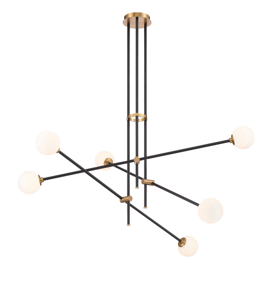 George Kovacs Cosmet 6-Light Pendant Light in Coal and Aged Brass