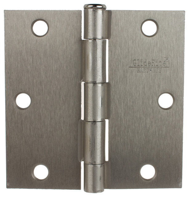 3 1 2 Brushed Door Hinge With Square Corners Traditional