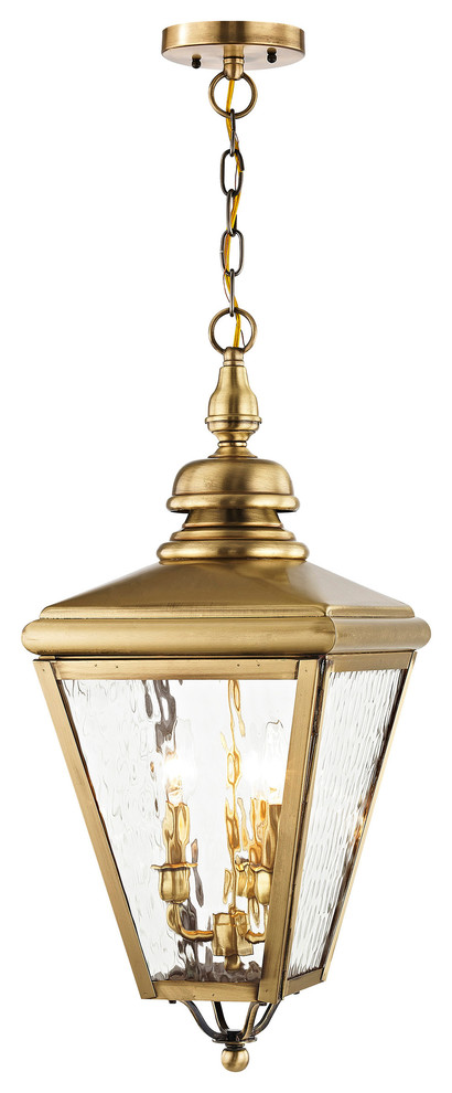 Livex Lighting 3 Light Solid Brass Outdoor Lantern With Antique Brass 2035-01