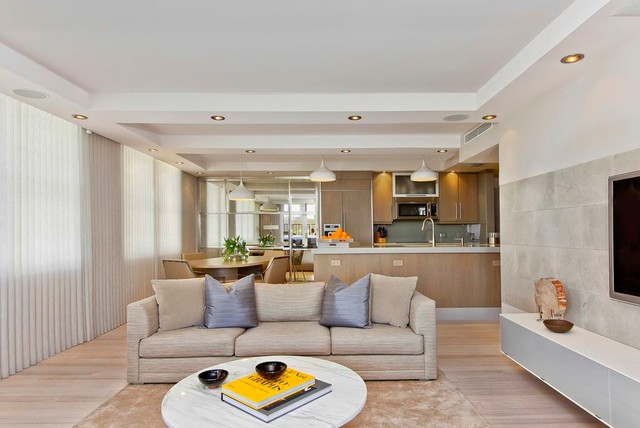 MINIMALIST but Warm transitional-living-room
