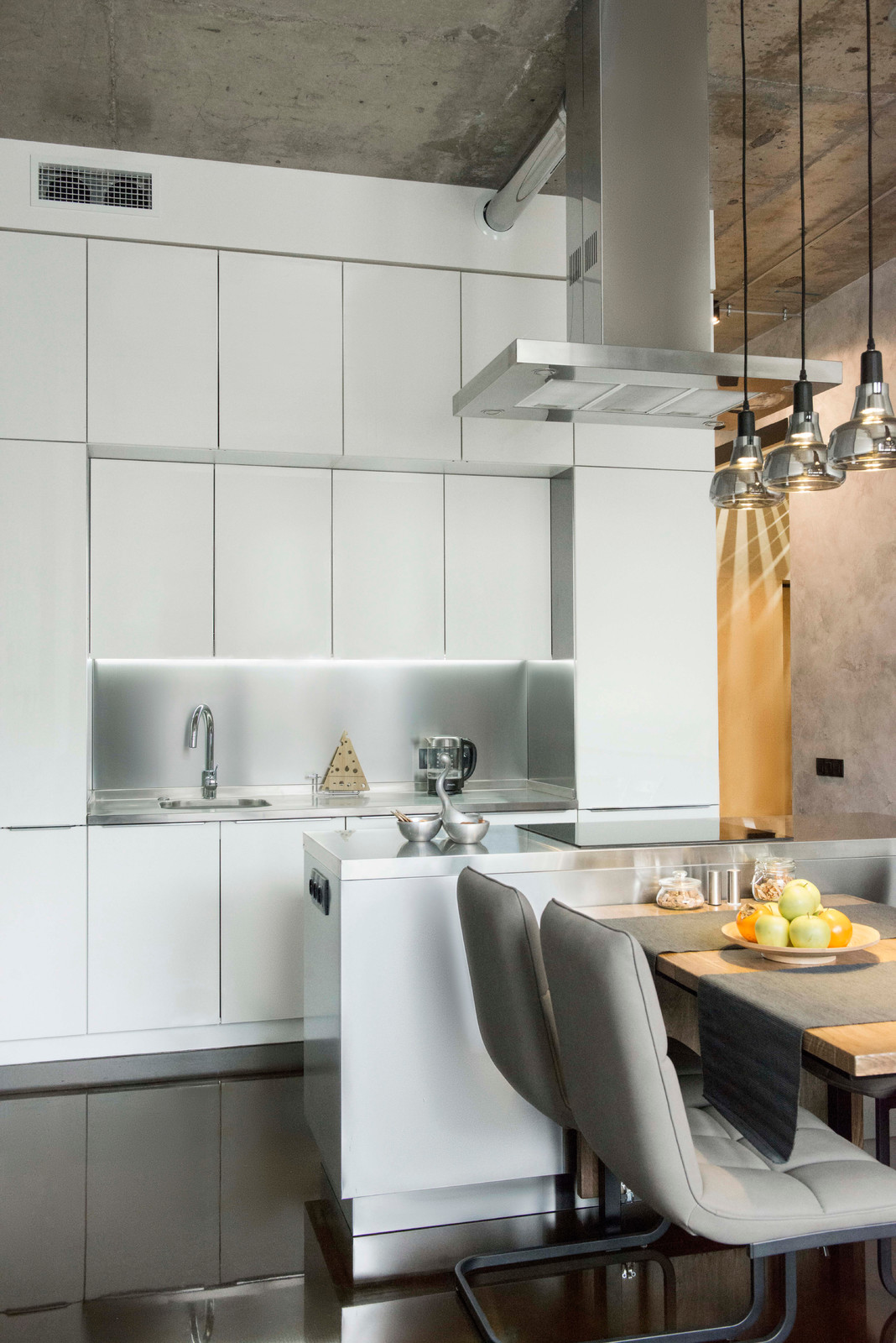 LOFT + кухня из нержавеющей стали