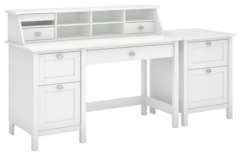 Bush Furniture Broadview Computer Desk Office Suite in Pure White